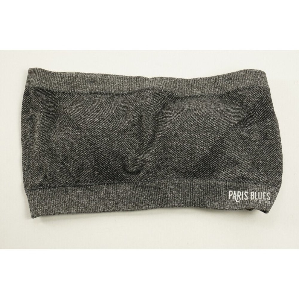New Paris Blues‎ Grey Sleet Heather Logo Sports Bra Women's Size M Rib Knit